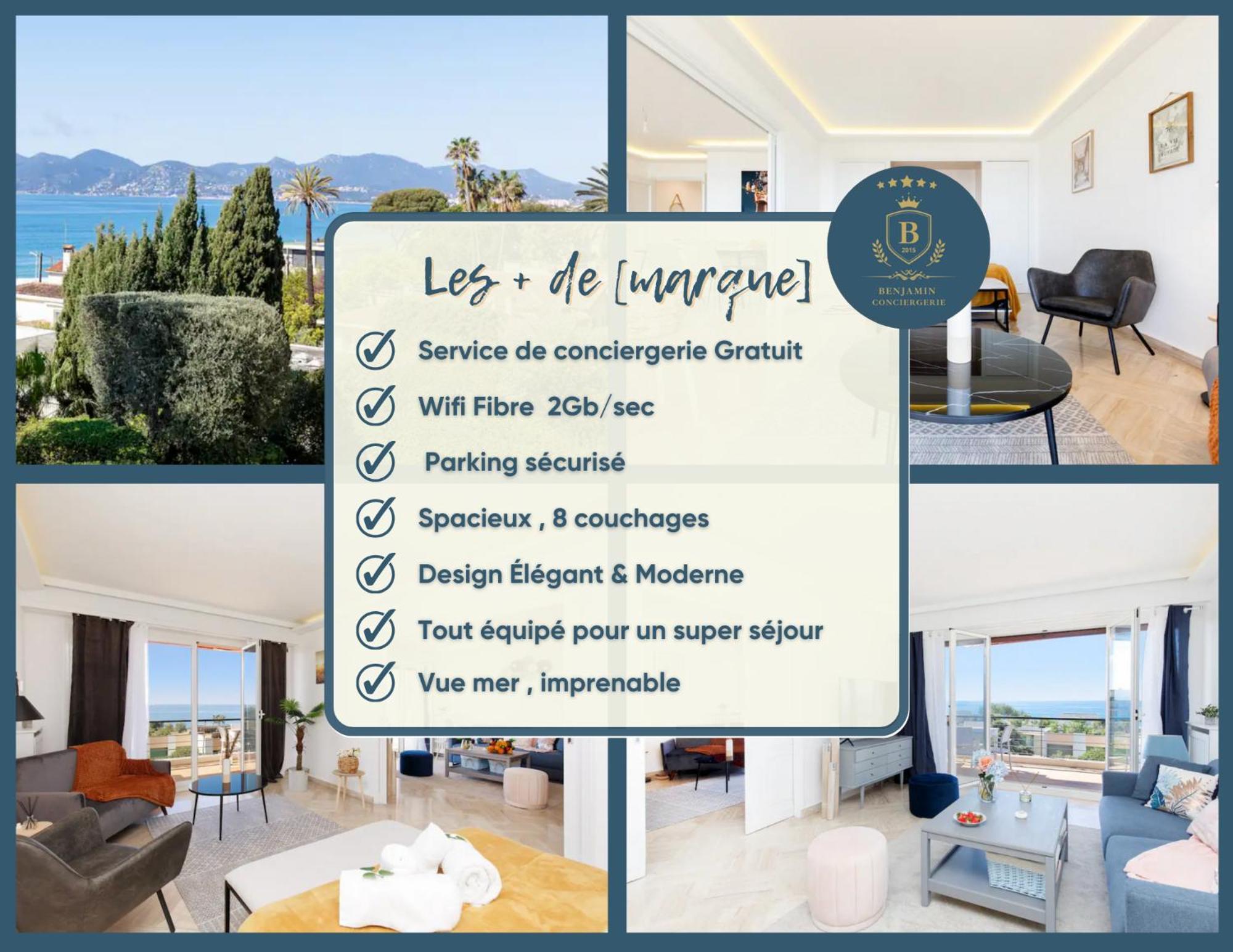 Suite Riviera - Sea View - Clim - 50M Plage - Residence De Standing - Spacieux 180 M2 - Parking Cannes Exterior photo